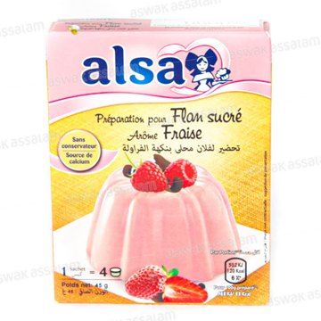 Préparation pour flan arôme fraise 45g - ALSA