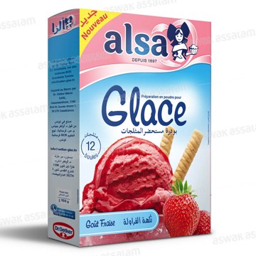 Préparation en poudre pour glace saveur fraise 100g - ALSA