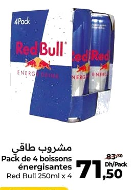 Boissons énergisantes Red Bull – Lot de 4 x 250ml