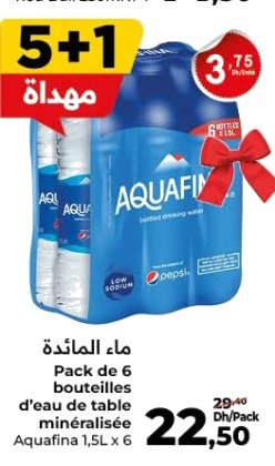 Eau de table minéralisée Aquafina – Lot de 6 x 1.5L