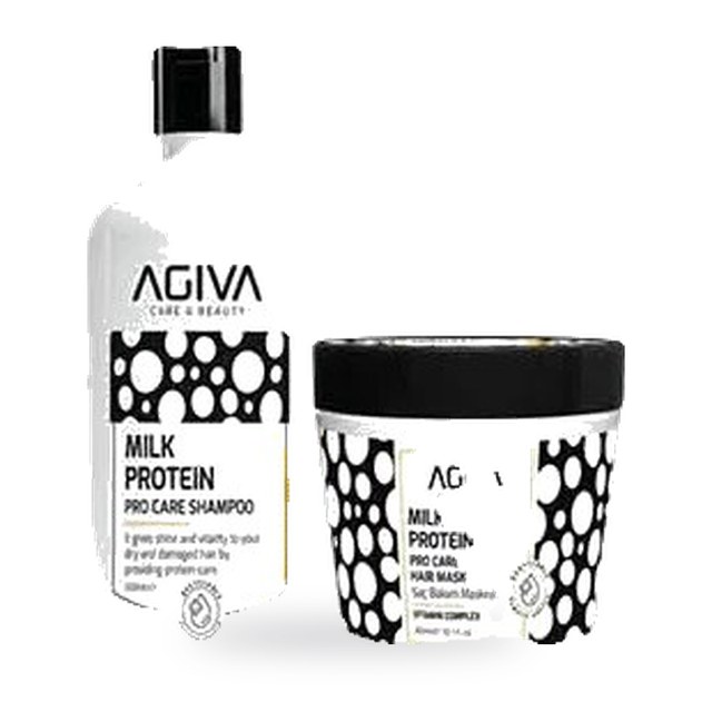 Shampoing + masque capillaire Agiva Milk Protein – Lot de 2