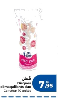 Disques démaquillants duo Carrefour Soft – Lot de 70