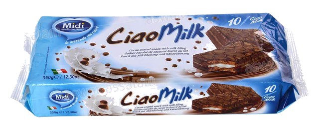 GOUTER ENROBE DE CACAO ET FOURRE AU LAIT CIAO MILK 350G MIDI
