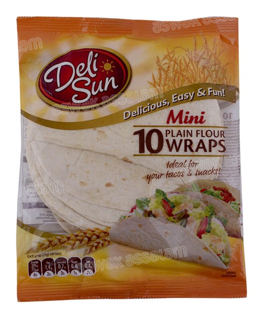 MINI WRAPS DE FARINE DE BLE 10 UNITES 250G DELI SUN