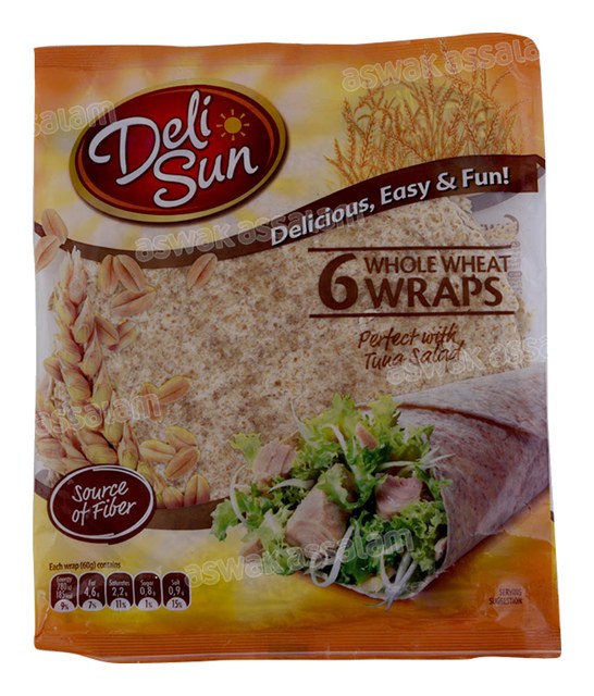 WRAPS DE FARINE DE BLE COMPLET 6 UNITES 360G DELI SUN