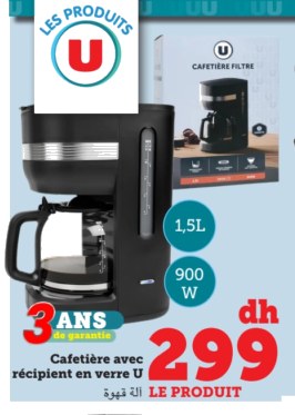 Cafetière avec récipient en verre U