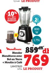 Blendforce avec Bol en Verre + Moulin à Café Moulinex – LM437B25