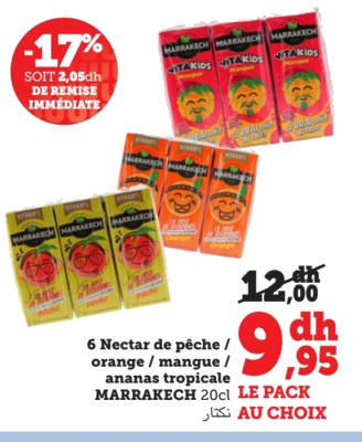 Nectar de pêche / orange / mangue / ananas tropical Marrakech – Lot de 6 x 20cl
