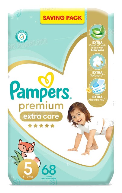 COUCHES BEBE PREMIUM EXTRA CARE TAILLE 5 68 UNITES SAVING PACK PAMPERS