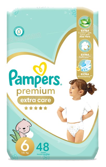 COUCHES BEBE PREMIUM EXTRA CARE TAILLE 6 48 UNITES SAVING PACK PAMPERS