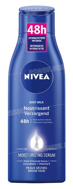 LAIT NOURRISSANT CORPS A L’HUILE D’AMANDE DOUCE ET VITAMINE E POUR PEAUX SECHES 400ML NIVEA