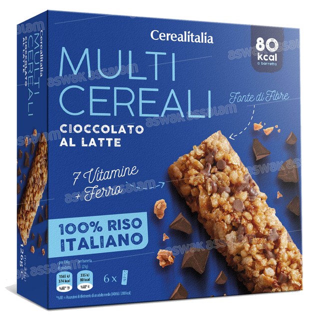 BARRE MULTI-CEREALES AU CHOCOLAT AU LAIT 6*21G CEREALITALIA