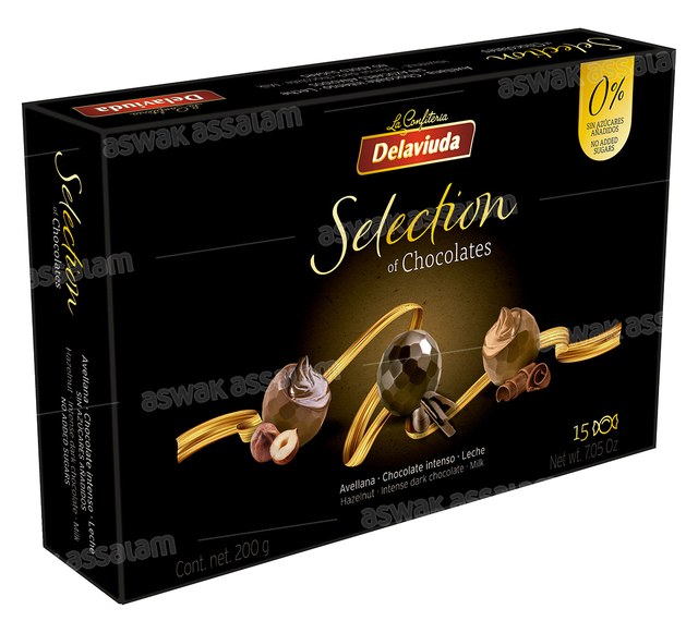 ASSORTIMENT DE CHOCOLATS SANS SUCRES AJOUTÉS 200G SELECTION DELAVIUDA