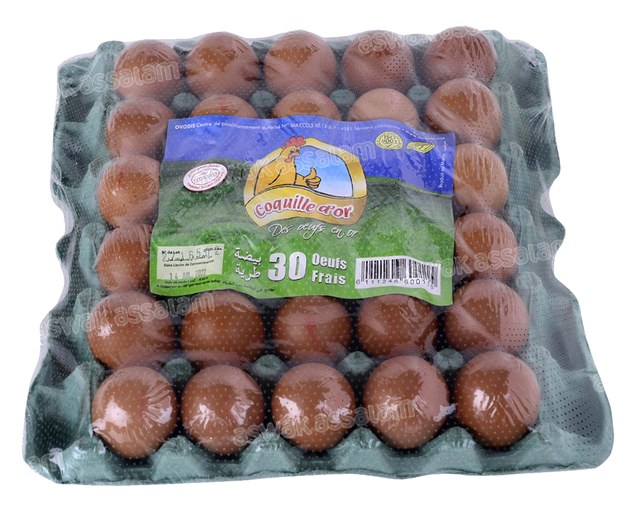 OEUF CALIBRE +/- 50G PLATEAU DE 30 1.650KG COQUILLE D’OR