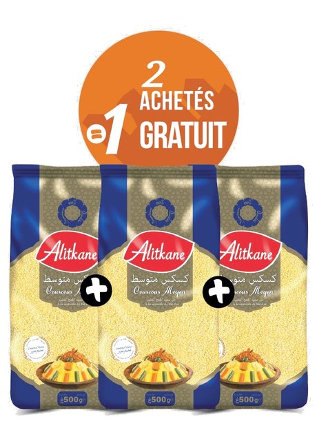 Lot de 3 couscous moyens 500g  – ALITKANE