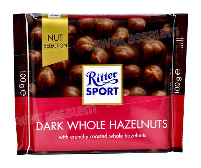 CHOCOLAT NOIR NOISETTES ENTIERES 100G RITTER SPORT
