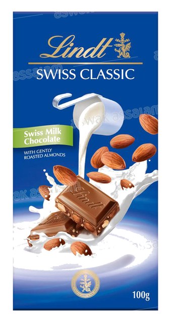CHOCOLAT SWISS CLASSIC LAIT AMANDES 100G LINDT