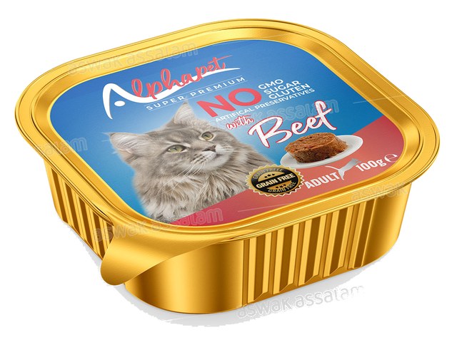 BARQUETTE PATE BOEUF POUR CHAT ADULTE 100G ALPHAPET