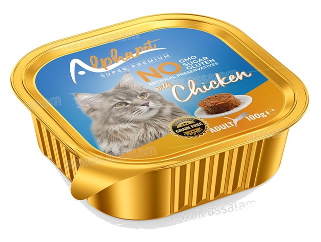 BARQUETTE PATE POULET POUR CHAT ADULTE 100G ALPHAPET