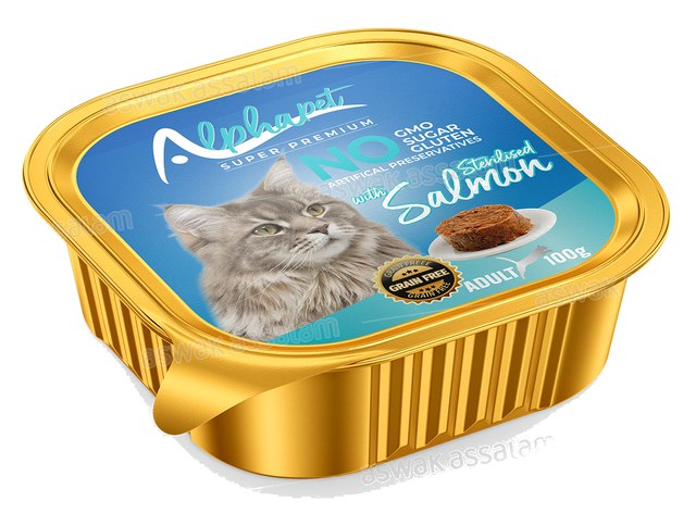 BARQUETTE PATE SAUMON POUR CHAT STERILISE 100G ALPHAPET