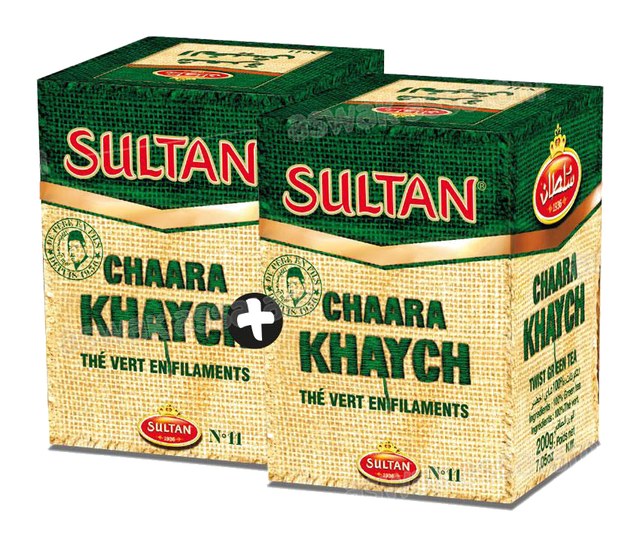 LOT DE 2 THES VERTS CHAARA KHAYCH 200G SULTAN (-50% SUR LE 2EME)
