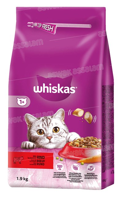 CROQUETTES POUR CHAT ADULTE AU BOEUF 1,9KG WHISKAS