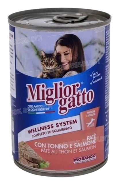 PATE POUR CHAT AU THON ET SAUMON 400G MIGLIOR GATTO MORANDO