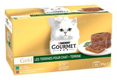 SELECTION MIXTE DE TERRINES POUR CHAT GOURMET GOLD 4*85G PURINA
