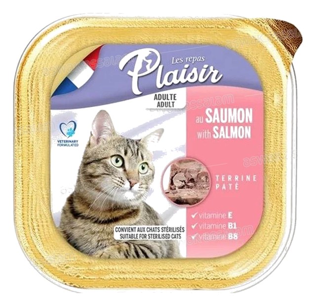 TERRINE PATE POUR CHAT ADULTE AU SAUMON 100G LES REPAS PLAISIR