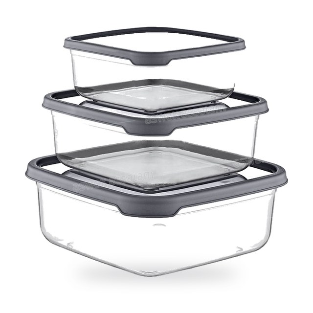 ENSEMBLE DE 3 BOITES CARREES 400ML, 800ML, 1,4L