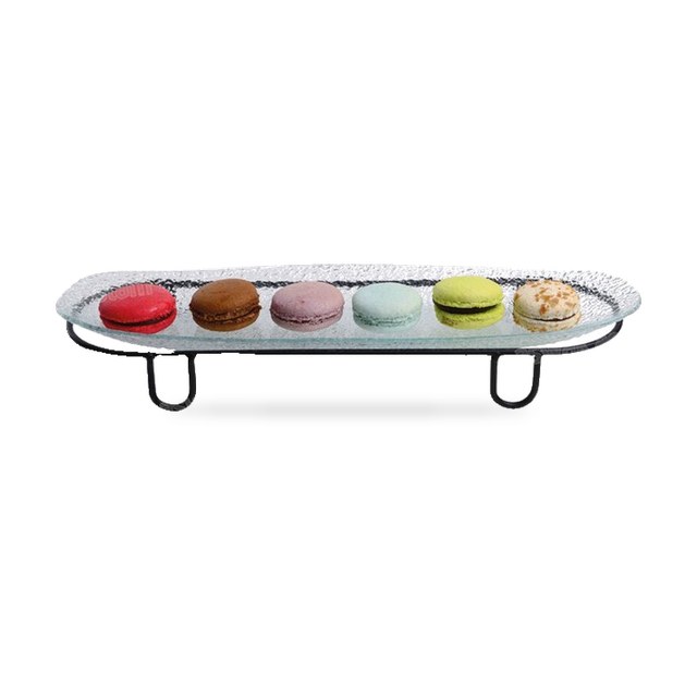 PLAT OVALE EN VERRE AVEC SUPPORT