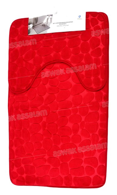 SET DE 2 TAPIS DE BAIN ROUGES 60*40CM + 60*90CM
