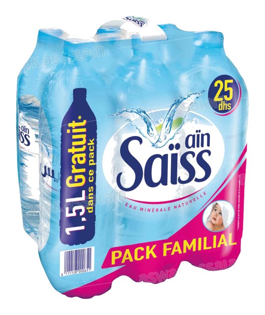 EAU MINERALE PACK DE 6 BOUTEILLES 1,5L AIN SAISS (5 ACHETES = 1 GRATUIT)