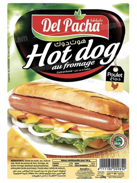 HOT DOG POULET AU FROMAGE 250G DELPACHA