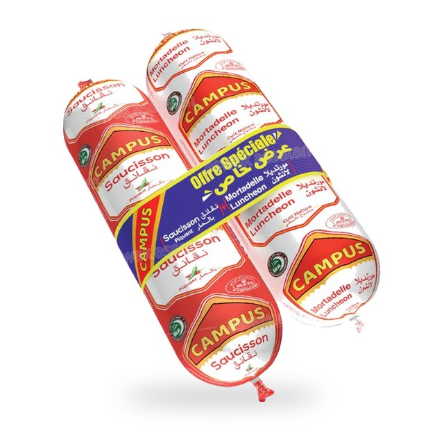LOT DE MORTADELLE 600G + SAUCISSON PIQUANT 600G CAMPUS