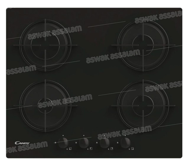 PLAQUE DE CUISSON ENCASTRABLE EN VERRE 4 FEUX 60CM NOIR CVW6BB CANDY