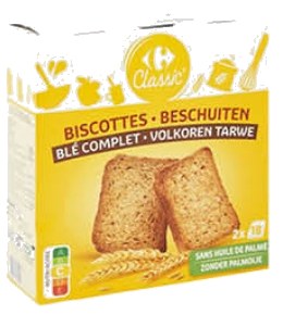 Biscottes au blé complet Carrefour 300g mm mm mm