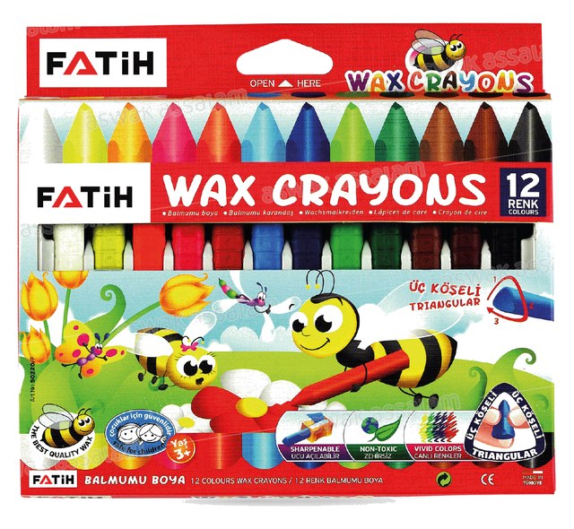 12 CRAYONS DE CIRE TRIANGULAIRES FATIH
