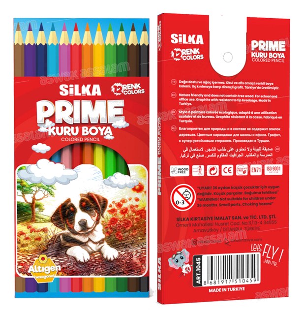 12 CRAYONS DE COULEUR PRIME SILKA