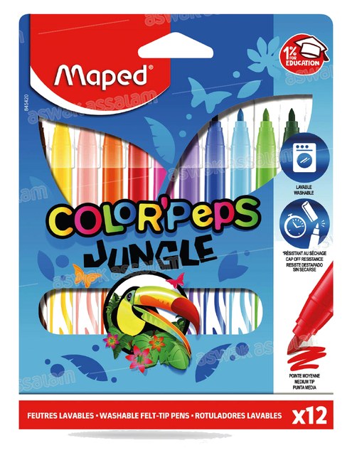 12 FEUTRES LAVABLES COLOR’PEPS JUNGLE MAPED