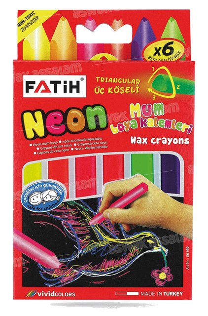 6 CRAYONS DE CIRE COULEURS NEON FATIH