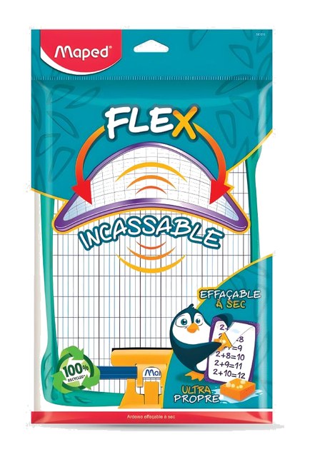 Ardoise effaçable incassable 19x27cm + feutre + brosse – MAPED