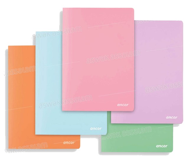 CAHIER PIQUE 21*29,7CM 192 PAGES 90G COUVERTURE POLYPROPYLENE COULEUR PASTEL ANCOR