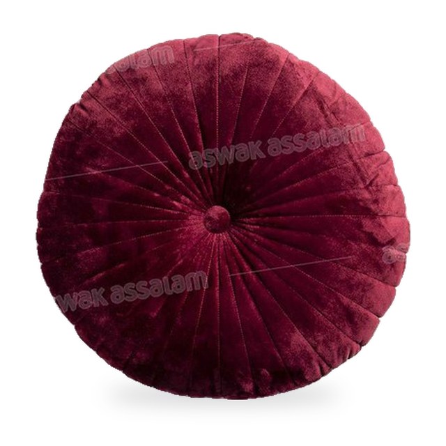 COUSSIN ROND VELOURS – BORDEAU 50CM
