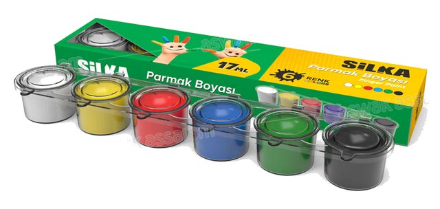 ENSEMBLE DE PEINTURE AUX DOIGTS 6 COULEURS 17ML SILKA