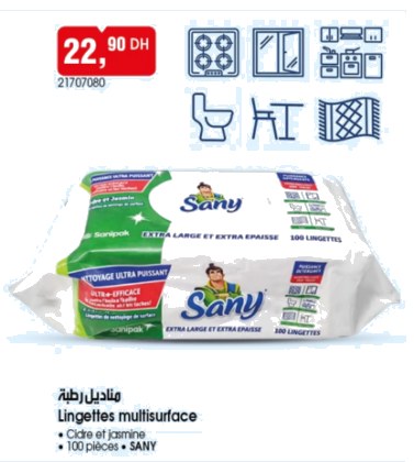 Lingettes multisurface Sany – 100 pièces