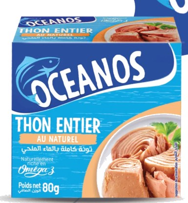 Thon entier au naturel Oceanos – 80/52g