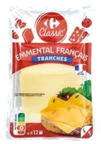 Fromage Emmental en tranches x10 Carrefour 200g