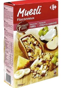 25 uesli floconneux aux 7 fruits secs Carrefour 750g