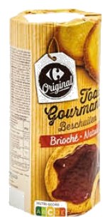 Toast gourmand brioché nature Carrefour 1259